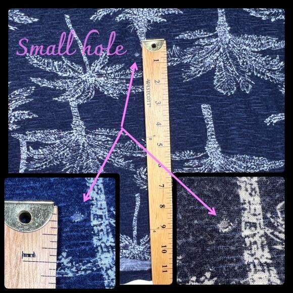 Palm Harbour Woman Knit V Neck Top Blue White Palm Trees 3/4 Sleeve Plus Size 2X - Picture 3 of 12